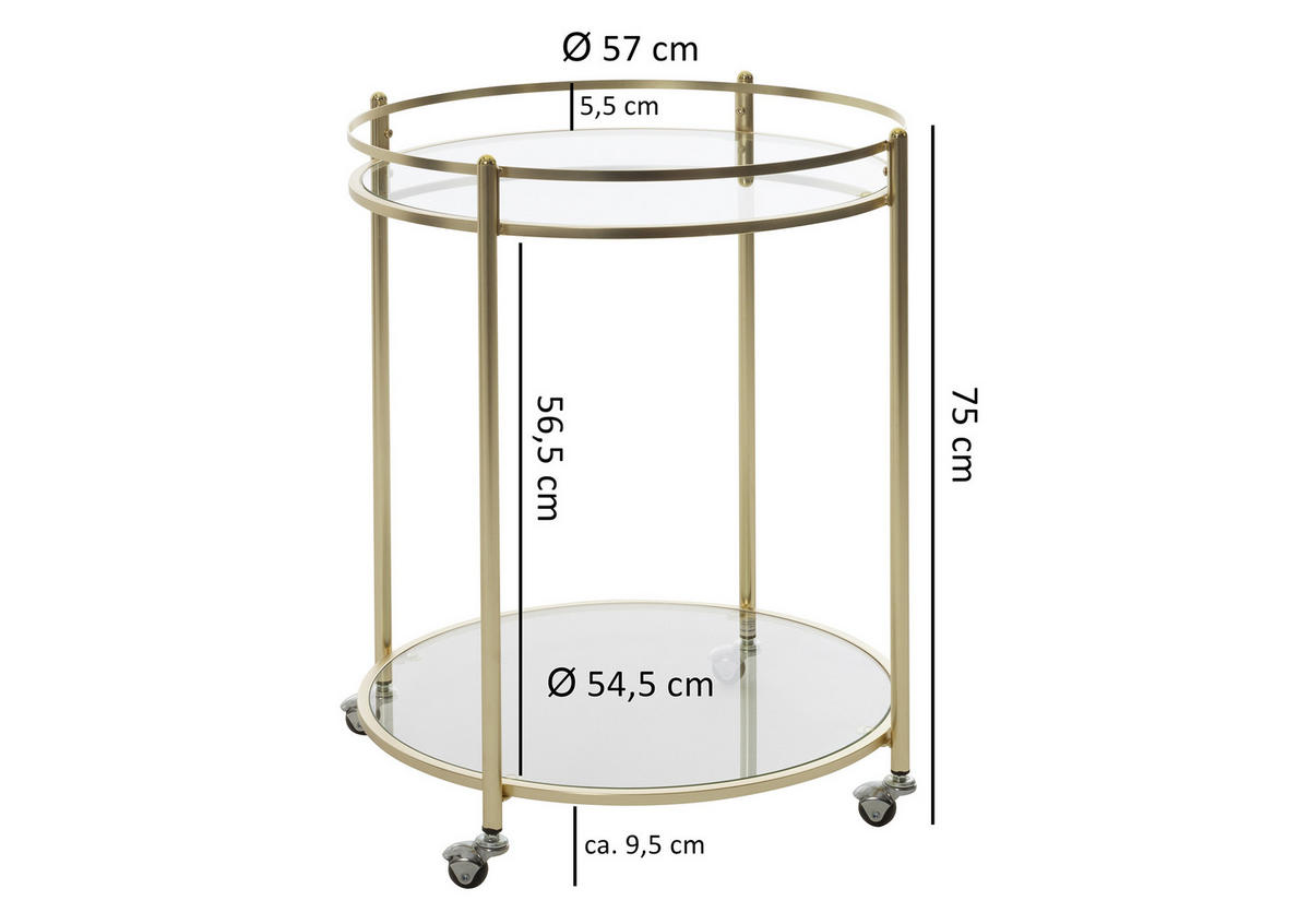 SERVERINGSVAGN i guldfärgad  - guldfärgad, Design, metall/glas (75/57/75cm) - MID.YOU