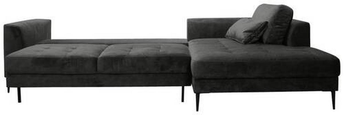 ECKSCHLAFSOFA  mit Stoffauswahl, Schlafen auf Sitzhöhe, Hocker erhältlich Mikrofaser Anthrazit  - Anthrazit/Schwarz, MODERN, Textil (280/168cm) - Trendmanufaktur