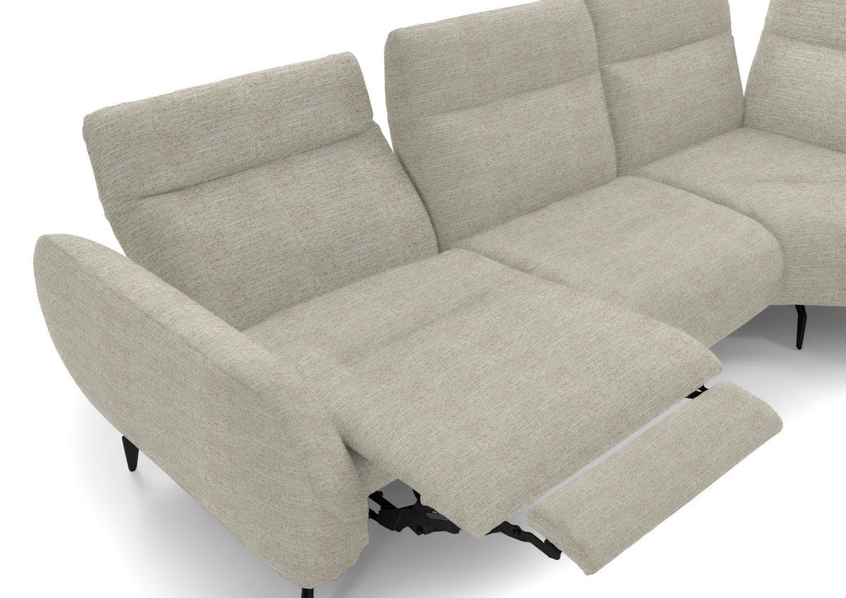 ECKSOFA in Webstoff Beige  290/223 cm  - Beige/Schwarz, Design, Textil/Metall (290/223cm) - Moderano