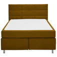 BOXSPRINGBETT 140/200 cm  in Currygelb  - Currygelb/Alufarben, KONVENTIONELL, Textil/Metall (140/200cm) - Dieter Knoll