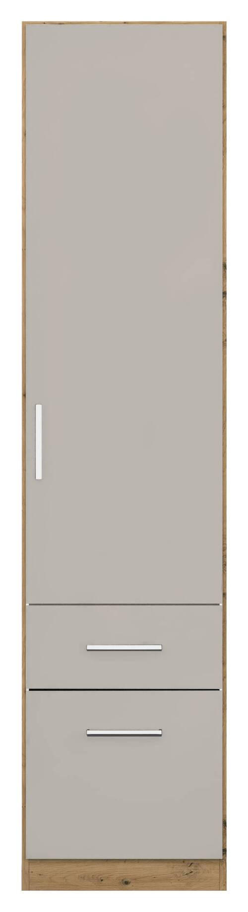 DREHTÜRENSCHRANK 47/197/54 cm 1-türig Hellgrau, Eiche Artisan  - Chromfarben/Hellgrau, MODERN, Holzwerkstoff/Kunststoff (47/197/54cm) - Rauch Möbel