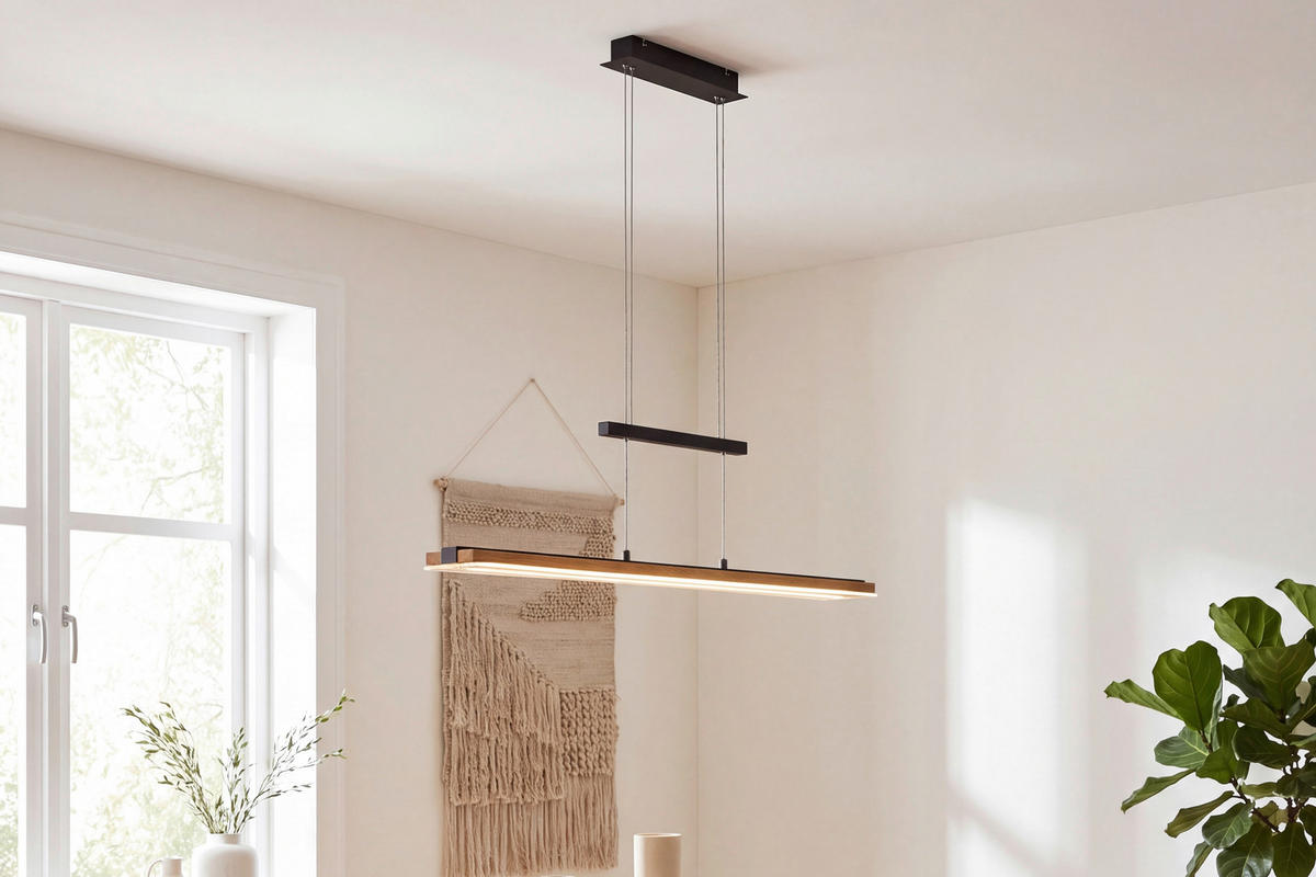 LED-HÄNGELEUCHTE 100/9/150 cm    - Schwarz, Natur, Holz/Metall (100/9/150cm) - Waldwelt