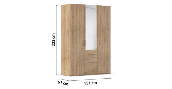 DREHTÜRENSCHRANK in Sonoma Eiche - Sonoma Eiche, Design, Glas/Holzwerkstoff (151/223/60cm) - Novel