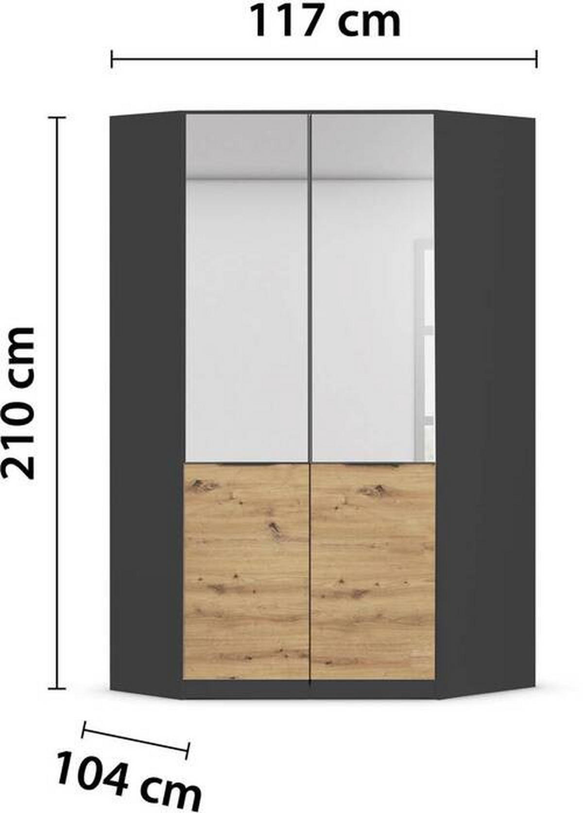 ECKSCHRANK 117/210/104 cm Grau, Eiche Artisan  - Eiche Artisan/Grau, KONVENTIONELL, Holzwerkstoff/Kunststoff (117/210/104cm) - James Wood