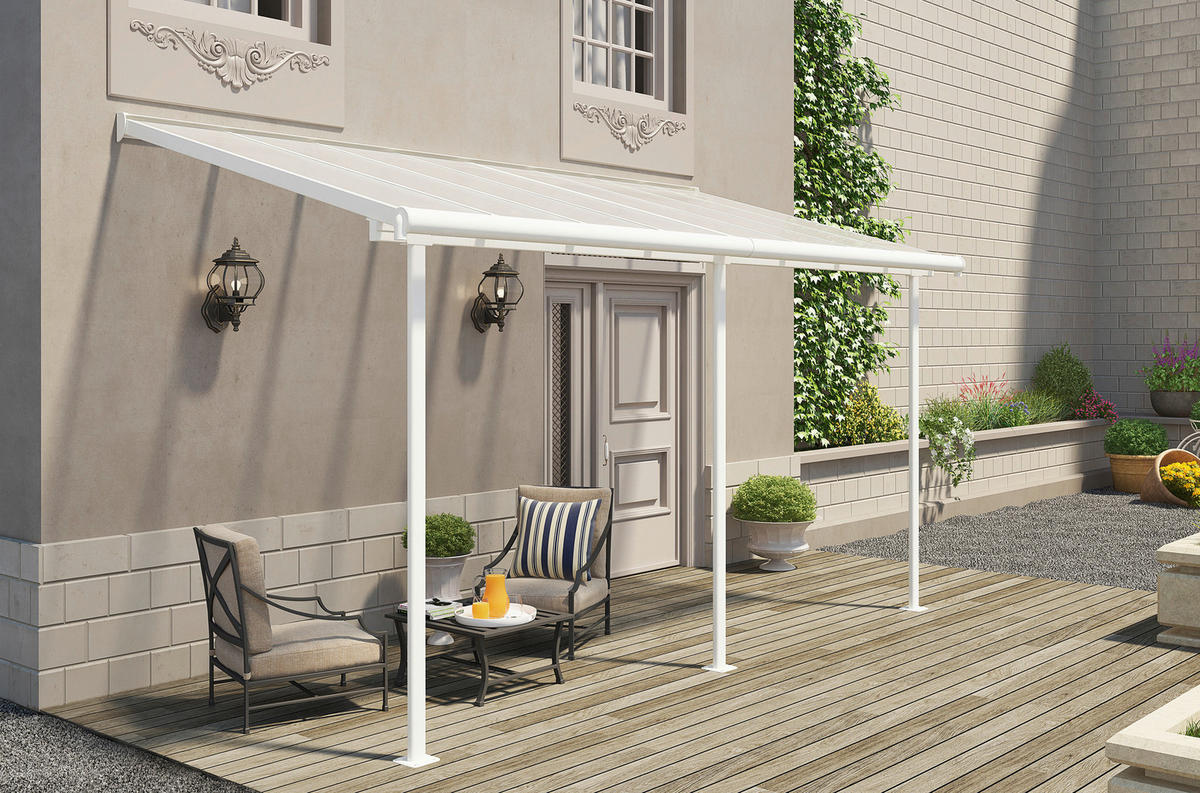 TERRASSENÜBERDACHUNG 447/257/230 cm   - Weiß, Basics, Metall (447/257/230cm)