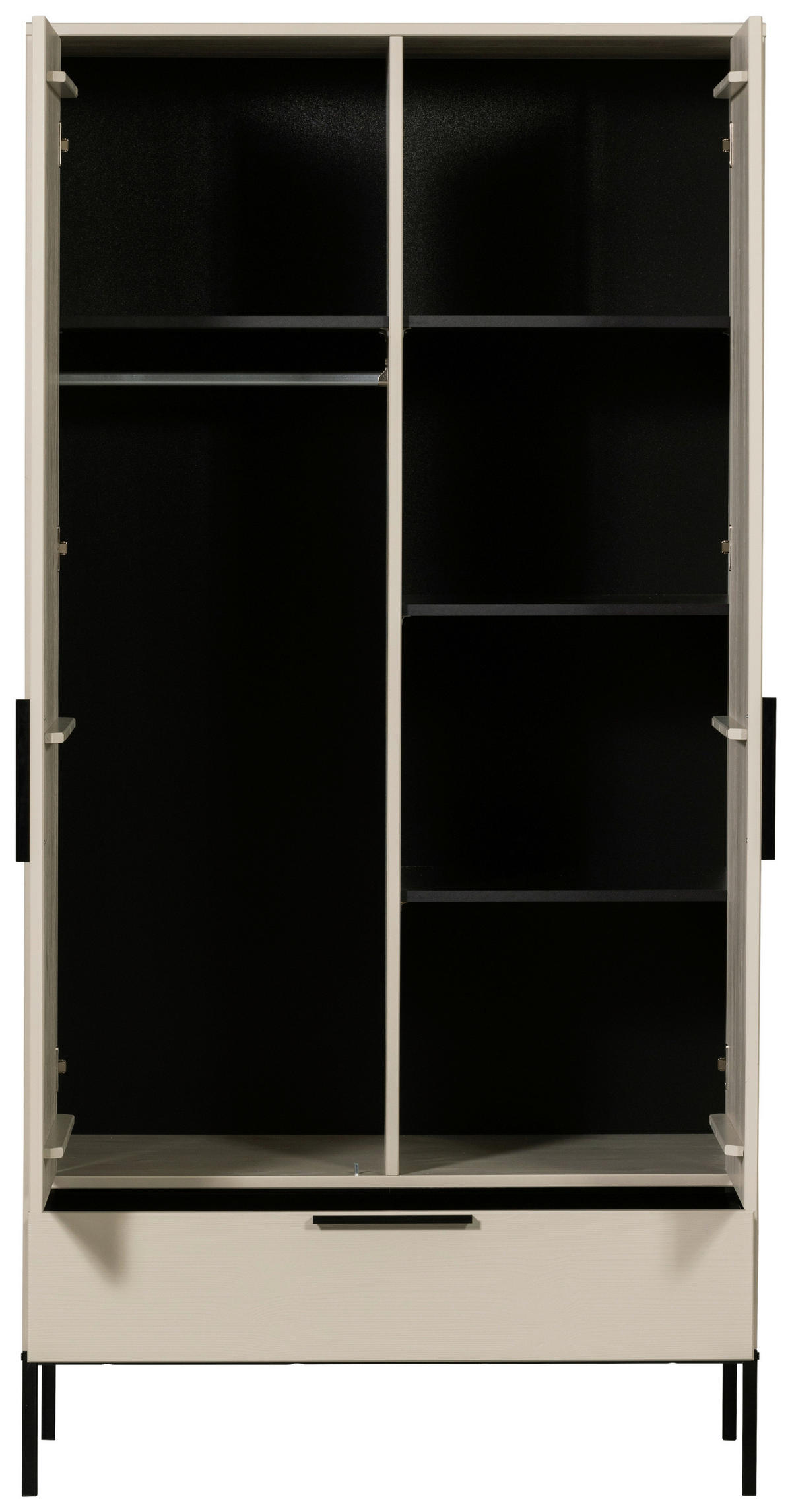 GARDEROBENSCHRANK Adam  in 100/200/53 cm  - Hellgrau/Schwarz, Design, Holz/Holzwerkstoff (100/200/53cm) - Livetastic