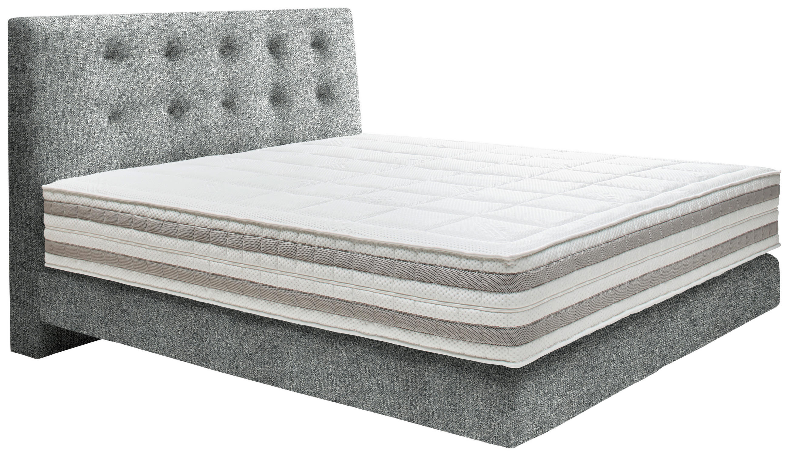 BOXSPRINGBETT 160/200 cm  in Grau  - Grau, KONVENTIONELL, Holz/Textil (160/200cm) - Dieter Knoll