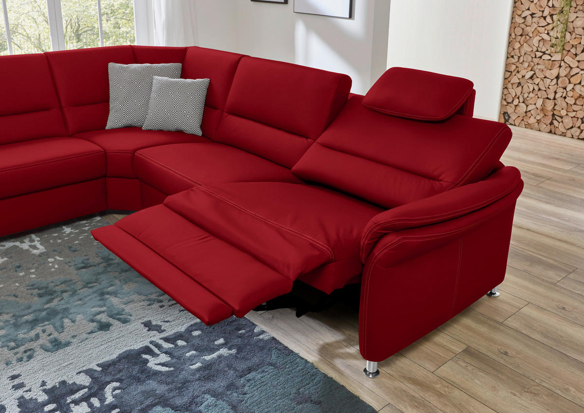 ECKSOFA in Echtleder Rot  - Beige/Rot, Design, Leder/Metall (249/288cm) - Beldomo Premium