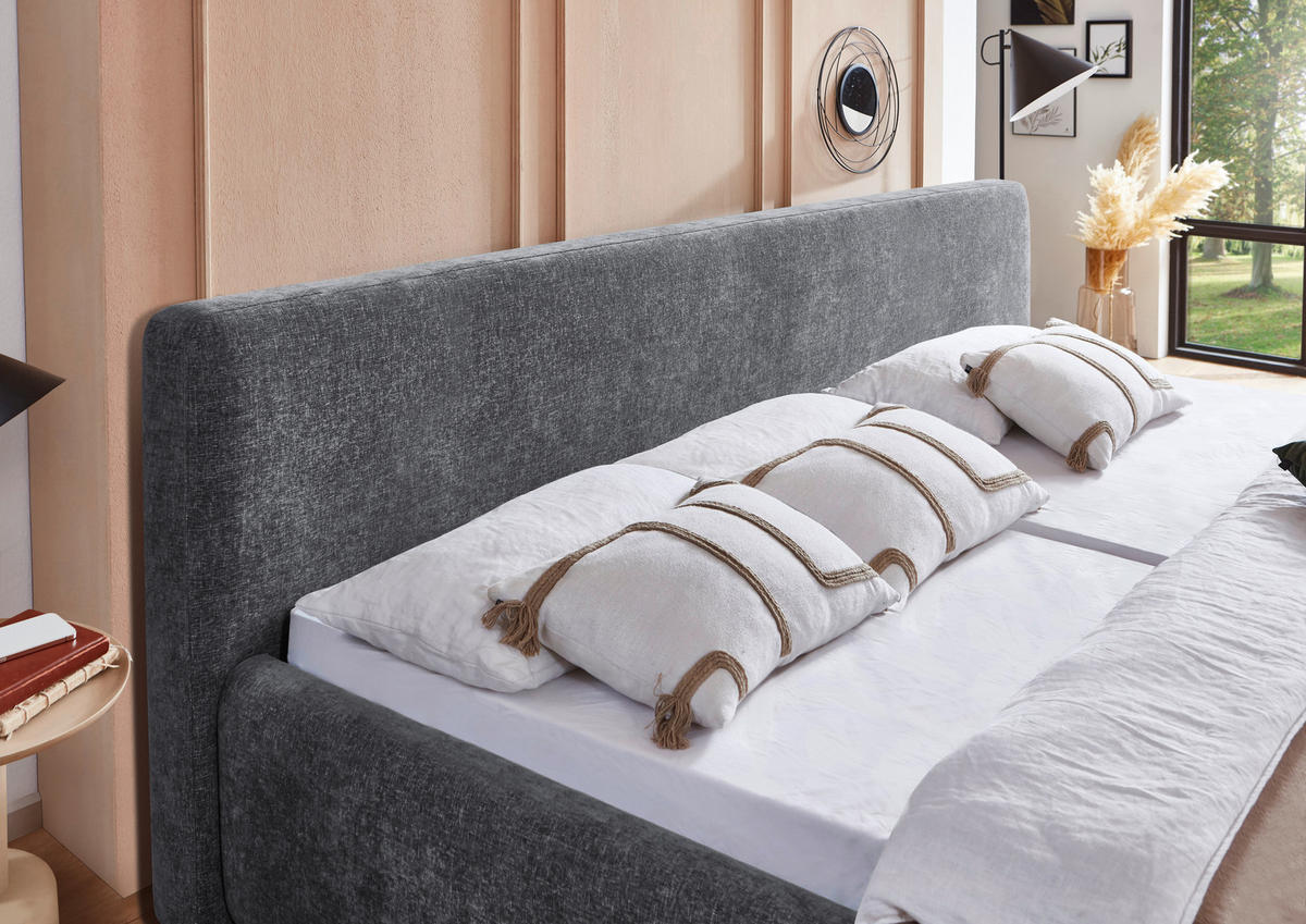 POLSTERBETT Bettkasten, Lattenroste Grau 180/200 cm  - Birkefarben/Buchefarben, Design, Holz/Textil (180/200cm) - Xora