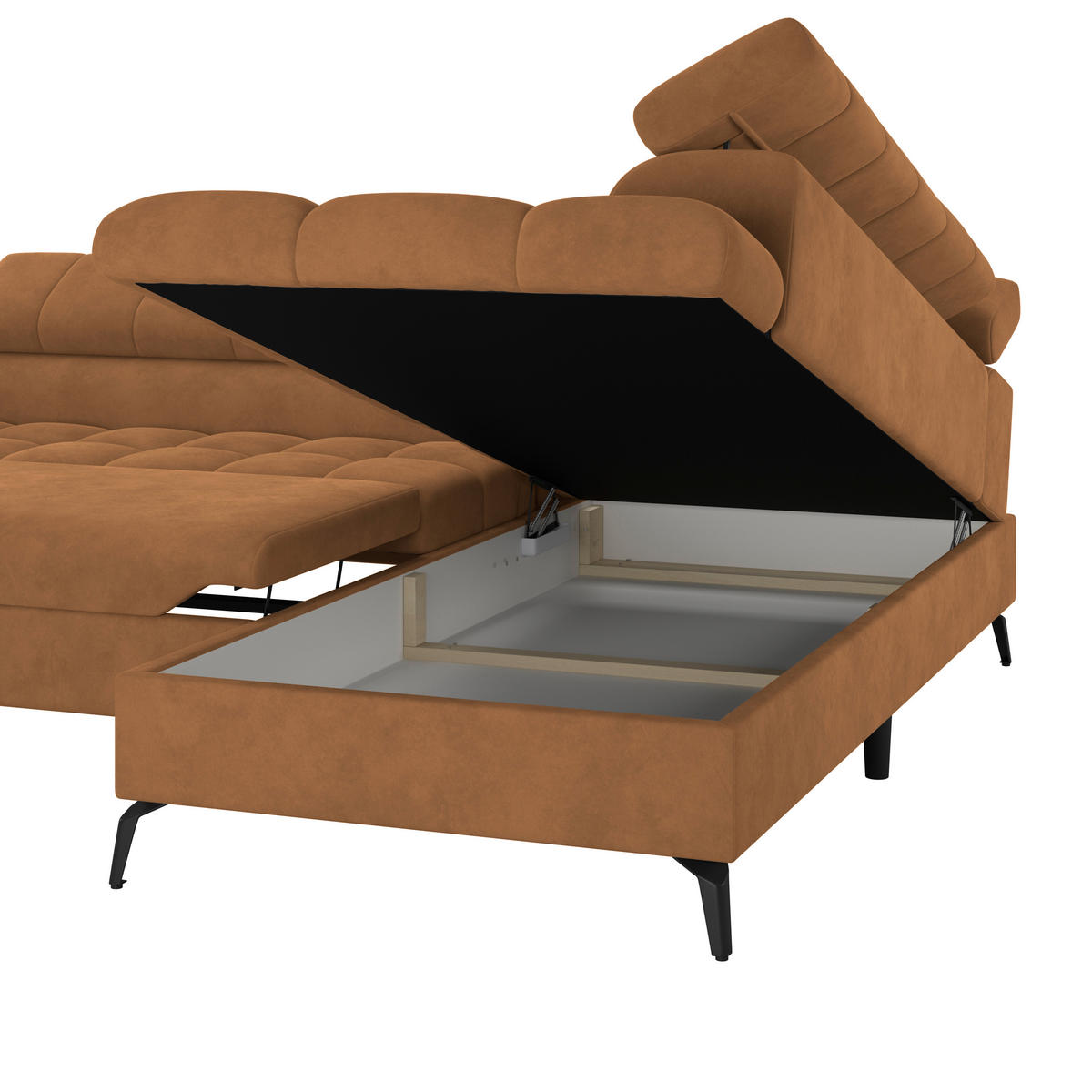 ECKSOFA in Braun  - Schwarz/Braun, Trend, Kunststoff/Textil (261/203cm) - Livetastic