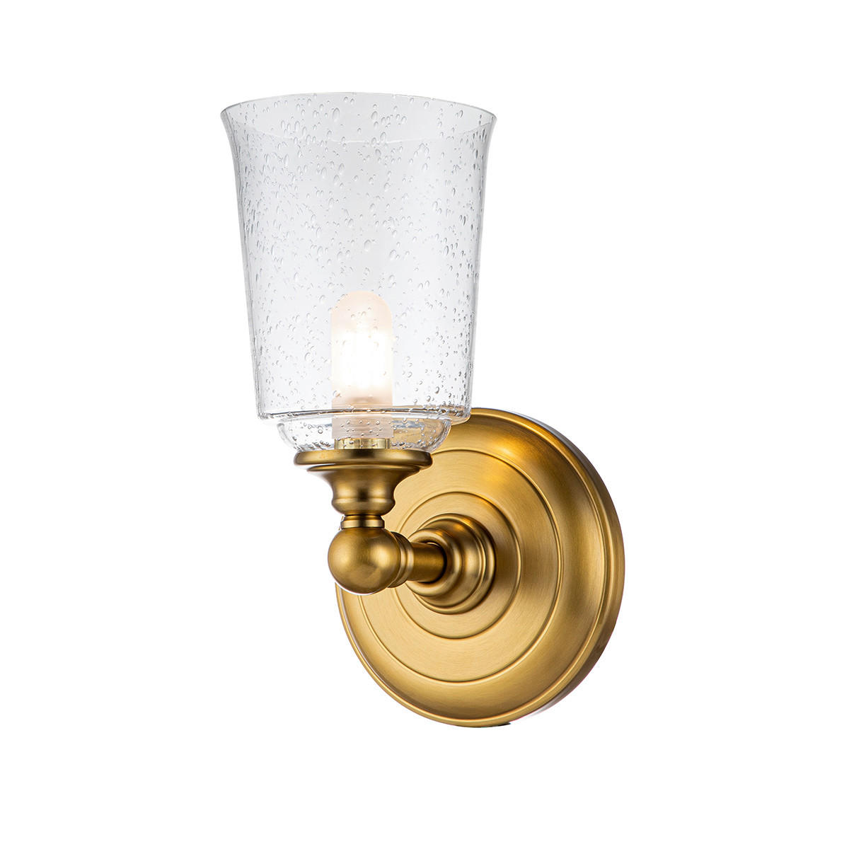 VÄGGLAMPA FÖR BADRUM Elstead Hugolake 13.3/24.8 /15.2 cm   - mässingsfärgad, Klassisk, metall/glas (13.3/24.8 /15.2cm) - Elstead Lighting