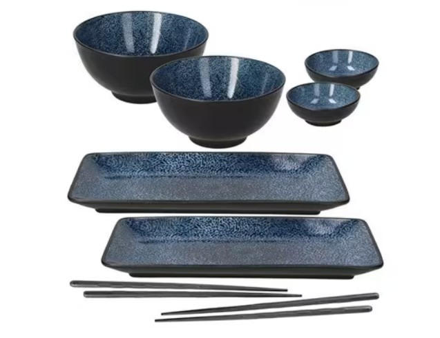 SUSHI ÉTKÉSZLET  - fekete/kék, Basics, kerámia (1,575kg) - Tognana