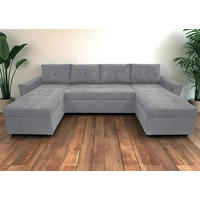 WOHNLANDSCHAFT Hellgrau Cord  - Hellgrau/Schwarz, Design, Kunststoff/Textil (155/294/155cm) - MID.YOU