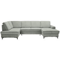 WOHNLANDSCHAFT ink. Funktionen Salbeigrün Cord  - Salbeigrün/Schwarz, KONVENTIONELL, Textil/Metall (185/317/167cm) - Stylife