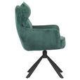 ARMLEHNSTUHL  Stoffauswahl, Sitzfläche 360° drehbar, automatische Rückholfunktion Cord  - Schwarz/Grün, Design, Textil/Metall (60/95/62cm) - Novel