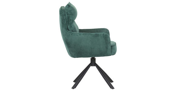 ARMLEHNSTUHL  Stoffauswahl, Sitzfläche 360° drehbar, automatische Rückholfunktion Cord  - Schwarz/Grün, Design, Textil/Metall (60/95/62cm) - Novel
