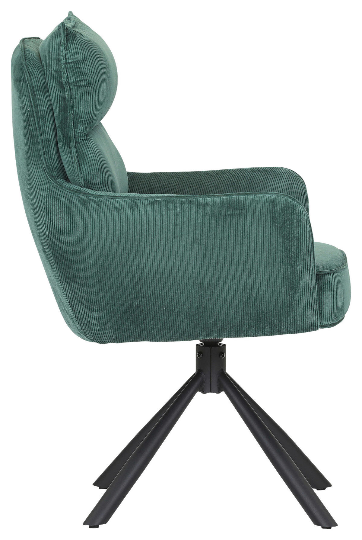 ARMLEHNSTUHL  Stoffauswahl, Sitzfläche 360° drehbar, automatische Rückholfunktion Cord  - Schwarz/Grün, Design, Textil/Metall (60/95/62cm) - Novel