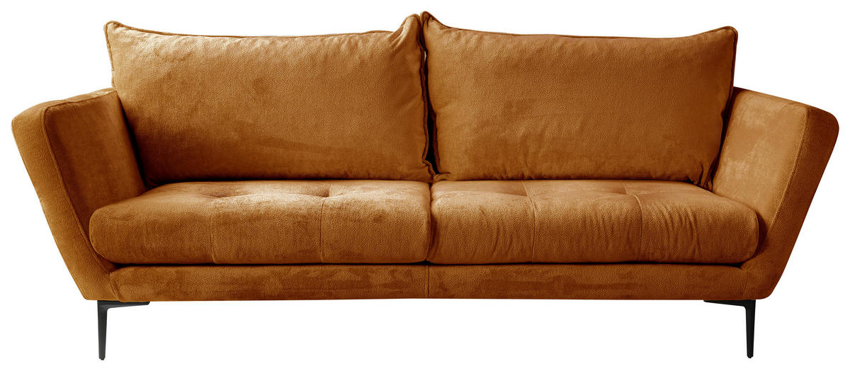 SOFA in Velours Rostfarben  - Rostfarben/Schwarz, Design, Textil/Metall (225/86/95cm) - MID.YOU