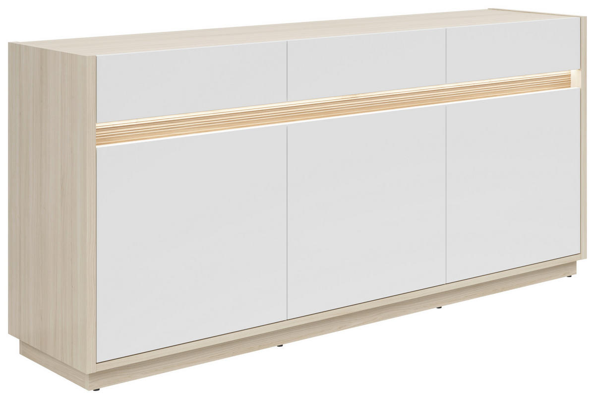 SIDEBOARD Weiss, Eichefarben  173,5/80,8/42 cm  - Weiss/Eichefarben, Konventionell, Holzwerkstoff/Kunststoff (173,5/80,8/42cm) - Hom`in