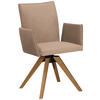 ARMLEHNSTUHL  in Lederlook  - Eichefarben/Beige, Konventionell, Holz/Textil (64/91/61cm) - Moderano