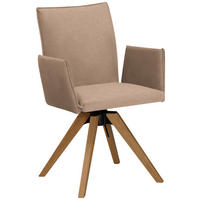 ARMLEHNSTUHL  in Lederlook  - Eichefarben/Beige, Konventionell, Holz/Textil (64/91/61cm) - Moderano