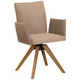 ARMLEHNSTUHL  in Lederlook  - Eichefarben/Beige, KONVENTIONELL, Holz/Textil (64/91/61cm) - Moderano