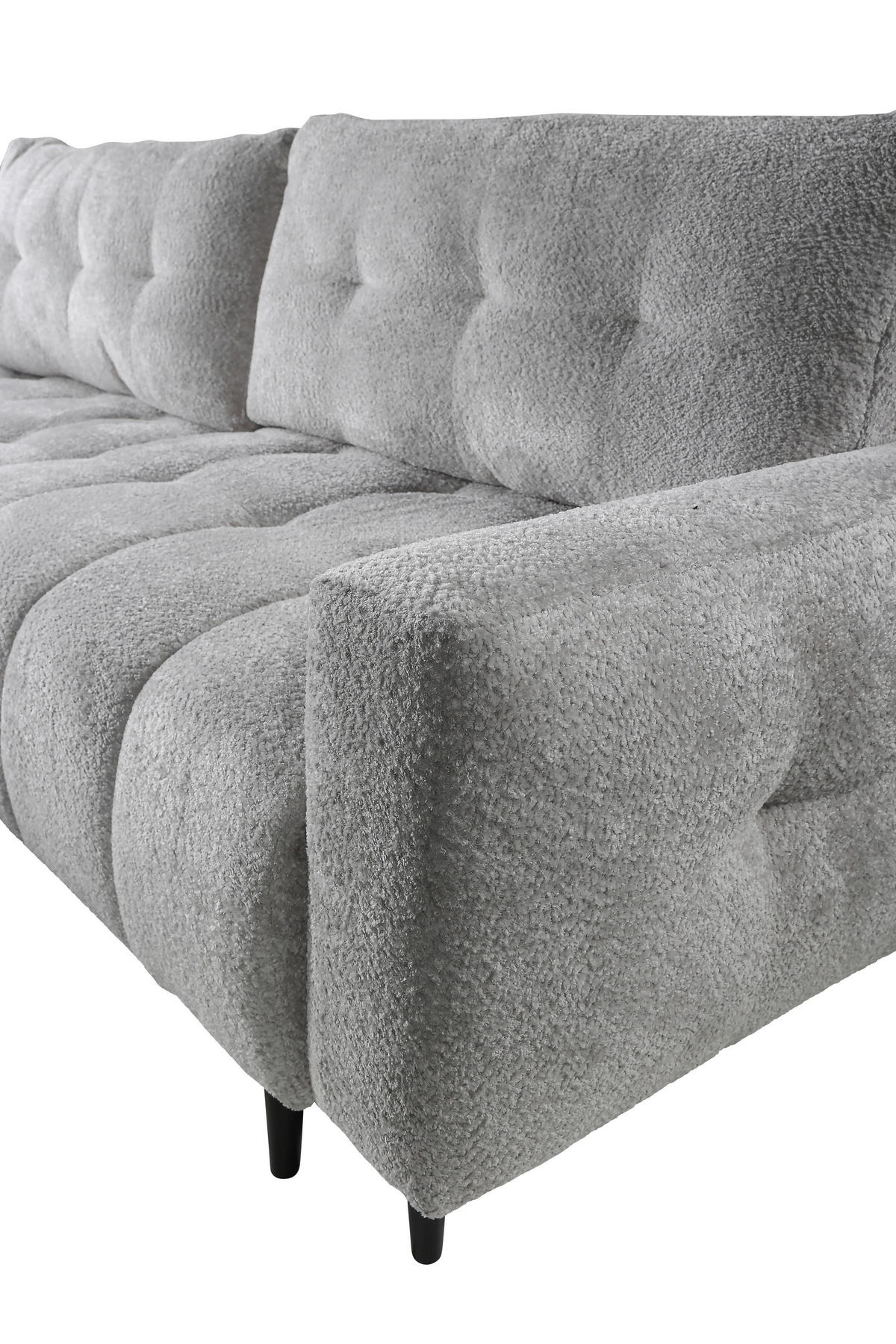 ECKSOFA in Chenille Hellgrau  - Hellgrau/Schwarz, Konventionell, Holz/Textil (180/266cm) - MID.YOU