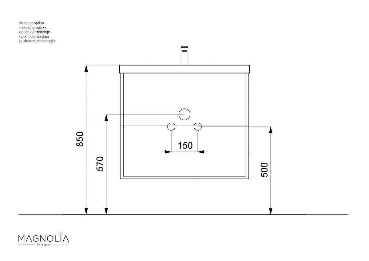 BADEZIMMER  in 60,6 cm  - Eichefarben/Silberfarben, MODERN, Keramik/Holzwerkstoff (60,6cm) - MID.YOU