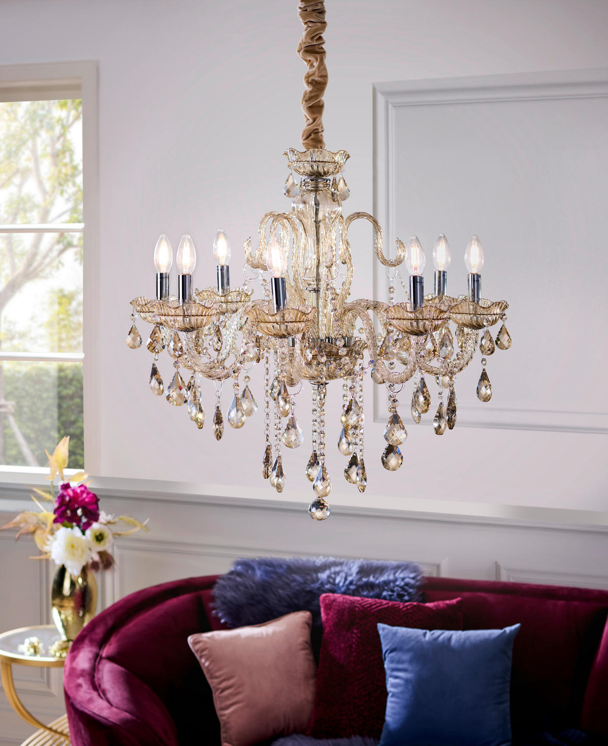 HÄNGLAMPA I KRISTALL 71/180 cm  - champagne, Lifestyle, metall/glas (71/180cm)