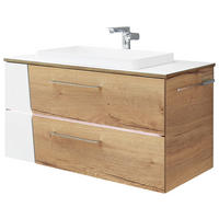 WASCHTISCHKOMBI 92 cm  - Chromfarben/Eichefarben, KONVENTIONELL, Holzwerkstoff/Kunststoff (92cm) - Sadena