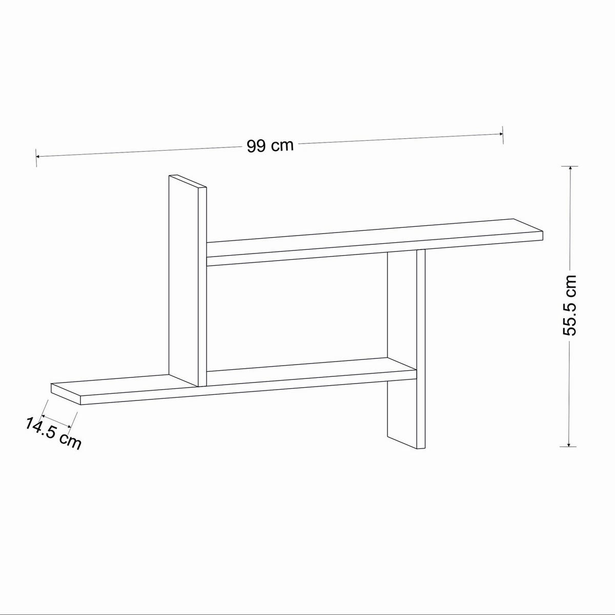 WANDREGAL 99/55,6/14,6 cm  - Eichefarben, Design, Holzwerkstoff (99/55,6/14,6cm) - MID.YOU