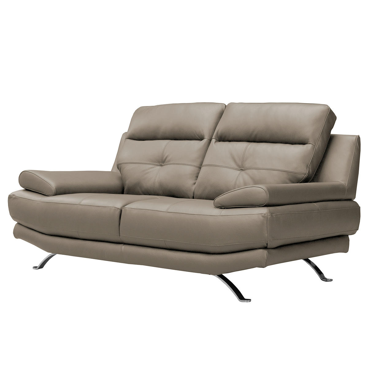 2-SITZER-SOFA  in Echtleder Taupe   - Taupe/Chromfarben, Design, Leder/Metall (185/92/99cm) - Livetastic