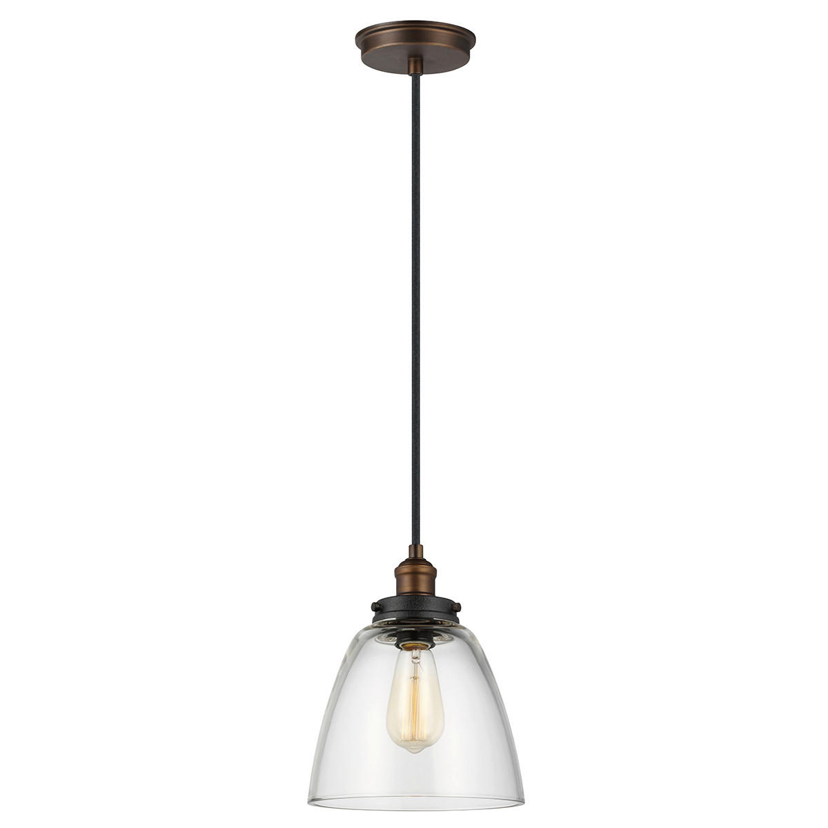 SVJETILJKA VISEĆA  22.8/31.3 cm      Baskin  - boje mjeda/boje cinka, Konvencionalno, staklo/metal (22.8/31.3cm) - Elstead Lighting