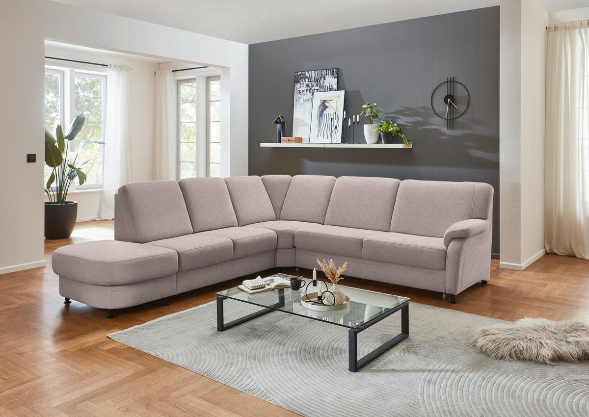 ECKSOFA  in Flachgewebe Rosa  287/269 cm  - Schwarz/Rosa, KONVENTIONELL, Textil/Metall (287/269cm) - Beldomo System