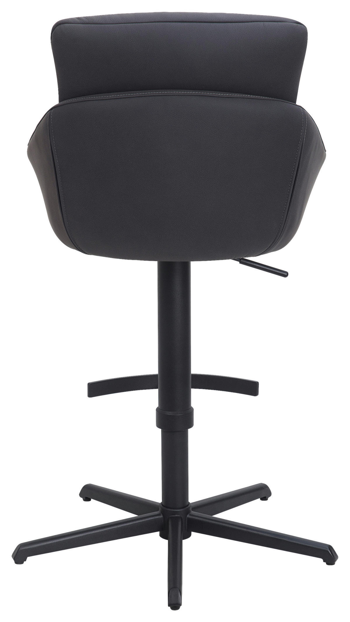 BARHOCKER Webstoff Echtleder Schwarz Stahl Sitzfläche 360° drehbar, inklusive Armlehnen, automatische Rückholfunktion  - Schwarz, Design, Leder/Textil (58/103/120/61cm) - Dieter Knoll