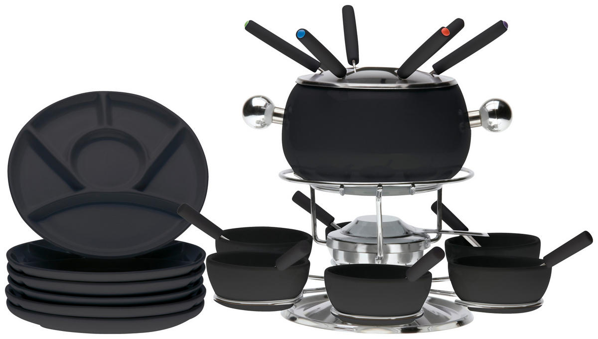 FONDUESET  - Schwarz, Design, Metall (35/35/44cm) - Nouvel