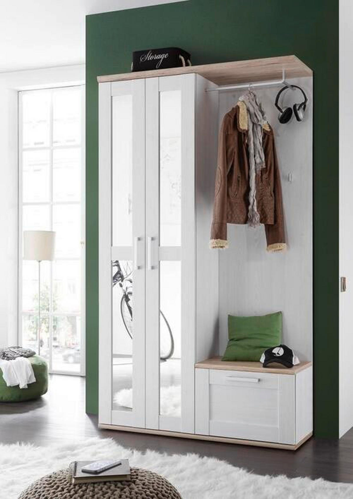GARDEROBE 3-teilig  in 115/201/38 cm  - Lärchefarben/Weiß, KONVENTIONELL, Glas/Holzwerkstoff (115/201/38cm) - Xora