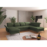 WOHNLANDSCHAFT in Flachgewebe Olivgrün  - Schwarz/Olivgrün, Konventionell, Textil/Metall (198/359/231cm) - Sit & More