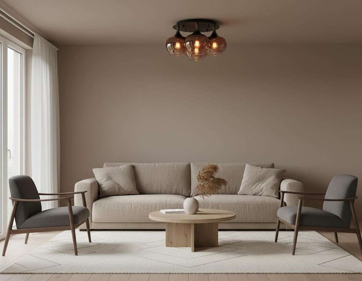 DECKENLEUCHTE  45/25,5 cm    - Schwarz/Kupferfarben, Design, Glas/Metall (45/25,5cm) - Collet's Monde