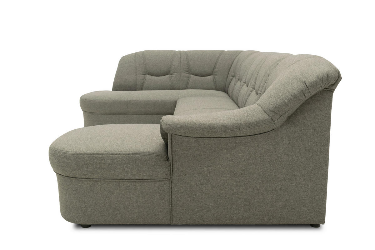 WOHNLANDSCHAFT Graubraun Mikrofaser  - Graubraun/Schwarz, KONVENTIONELL, Kunststoff/Textil (180/295/146cm) - MID.YOU