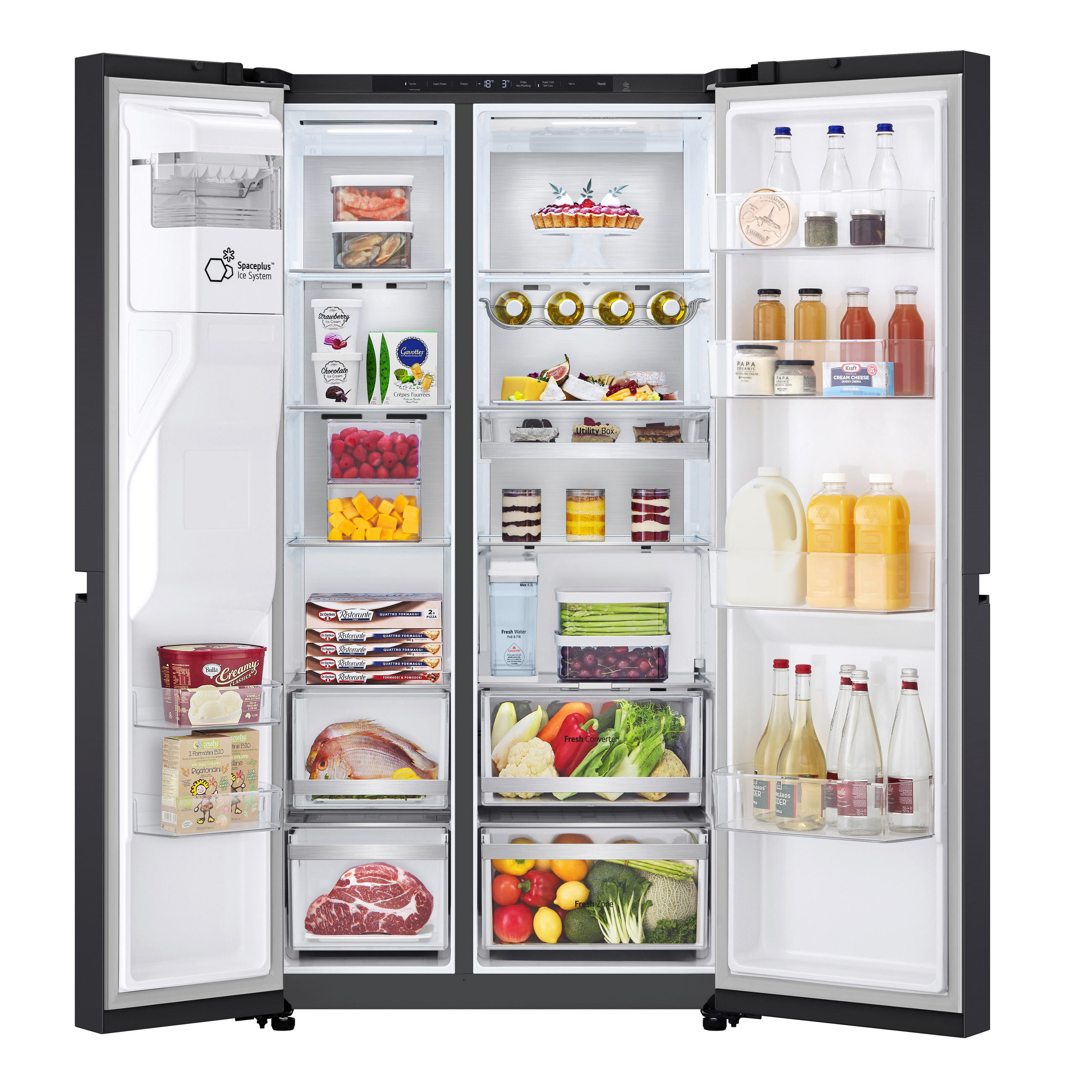SIDE-BY-SIDE 92,5/179/73,5 cm  - Schwarz, Basics, Glas/Kunststoff (92,5/179/73,5cm) - LG