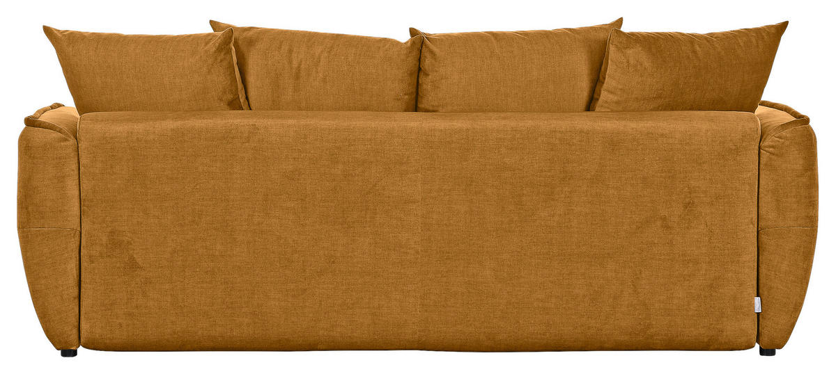 SCHLAFSOFA  mit Liegefunktion, Schlafen auf Sitzhöhe, Rücken echt Flachgewebe Senfgelb  - Senfgelb/Schwarz, KONVENTIONELL, Kunststoff/Textil (250/70/118cm) - Carryhome