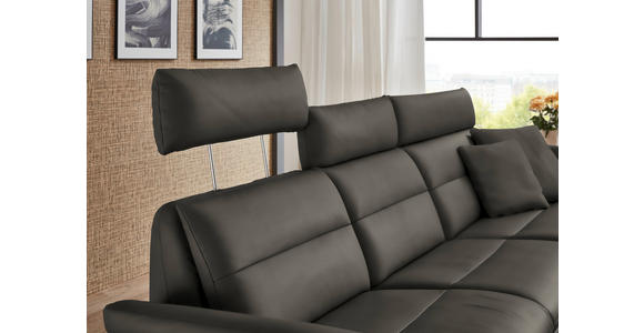 ECKSOFA in Echtleder Dunkelgrau  300/157 cm  - Dunkelgrau/Schwarz, Design, Leder/Metall (300/157cm) - Dieter Knoll