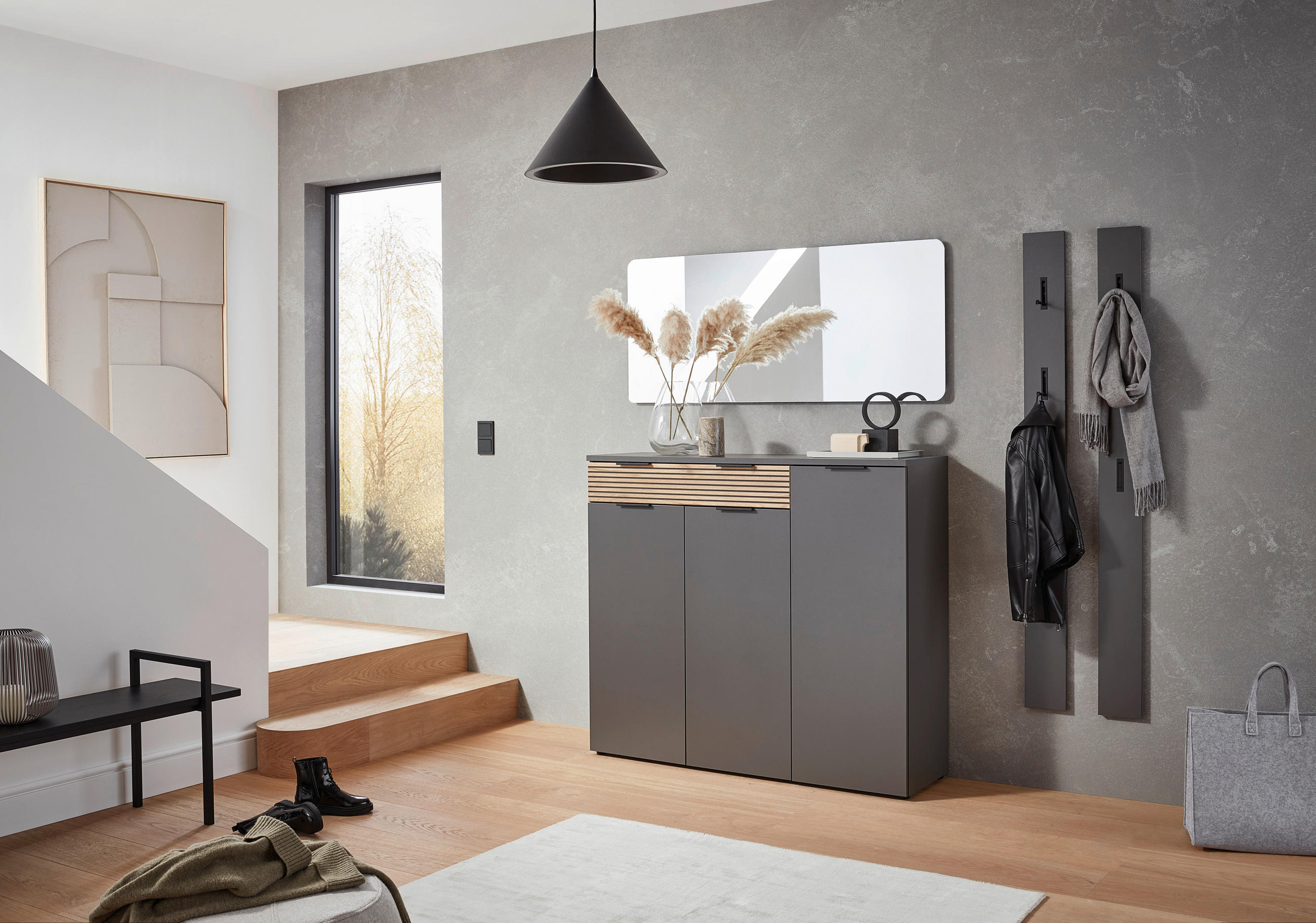 WANDSPIEGEL 130/54/3 cm  - Klar/Schwarz, Design, Glas/Holzwerkstoff (130/54/3cm) - Voleo