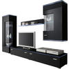 WOHNWAND  in Schwarz  230/148/42 cm  - Silberfarben/Schwarz, Design, Glas/Holzwerkstoff (230/148/42cm) - Livetastic