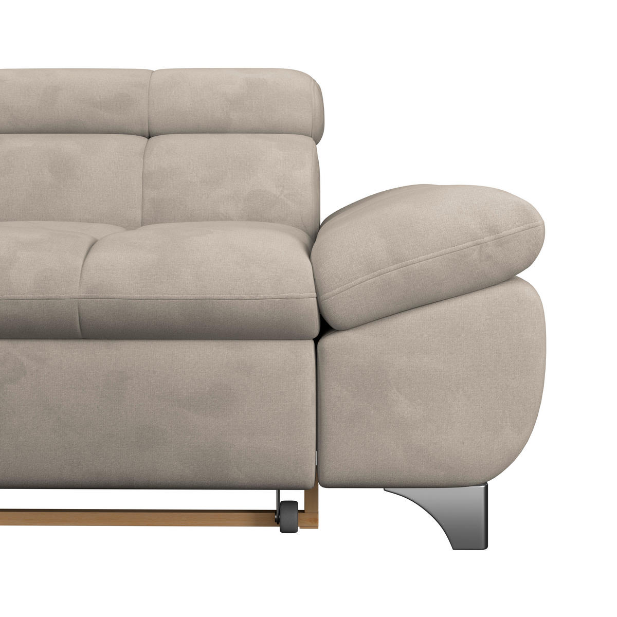 ECKSOFA Naturfarben Chenille  - Chromfarben/Naturfarben, KONVENTIONELL, Textil/Metall (234/312cm) - Livetastic