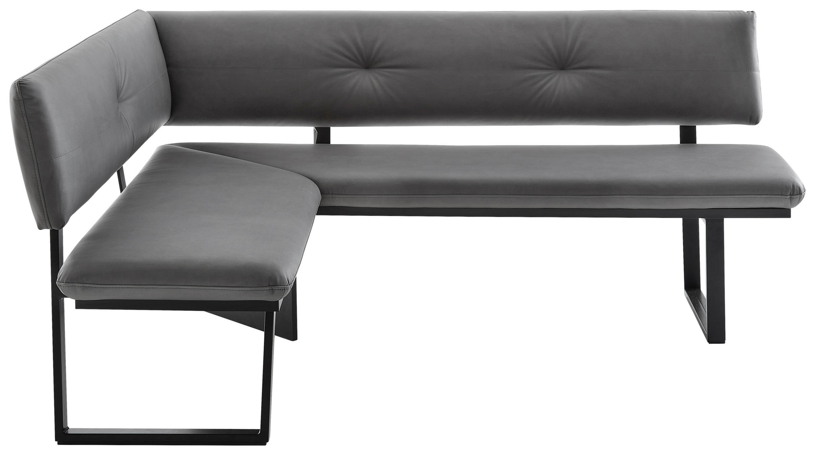 ECKBANK 165/205 cm Lederlook Schwarz, Dunkelgrau   - Dunkelgrau/Schwarz, MODERN, Textil/Metall (165/205cm) - Cantus