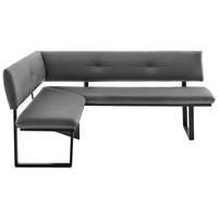 ECKBANK 150/190 cm Lederlook Dunkelgrau, Schwarz   - Dunkelgrau/Schwarz, MODERN, Textil/Metall (150/190cm) - Cantus