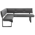 ECKBANK 150/190 cm Lederlook Dunkelgrau, Schwarz   - Dunkelgrau/Schwarz, MODERN, Textil/Metall (150/190cm) - Cantus