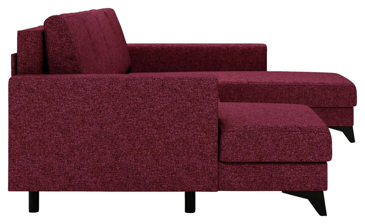 WOHNLANDSCHAFT in Flachgewebe Rot  - Rot/Schwarz, Design, Textil/Metall (156/339/190cm) - Livetastic
